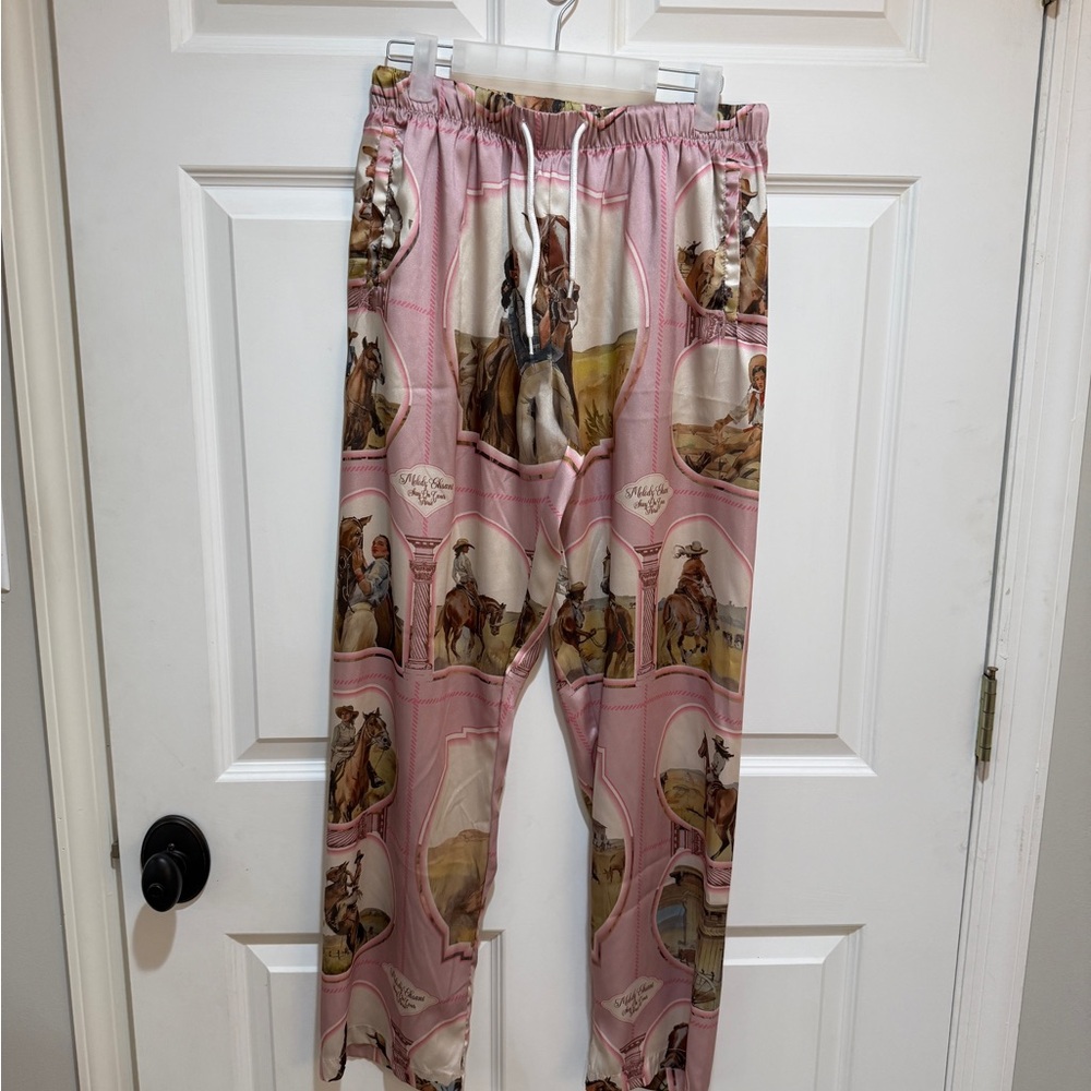 Melody Ehsani Pink and Brown Logo Lounge Top